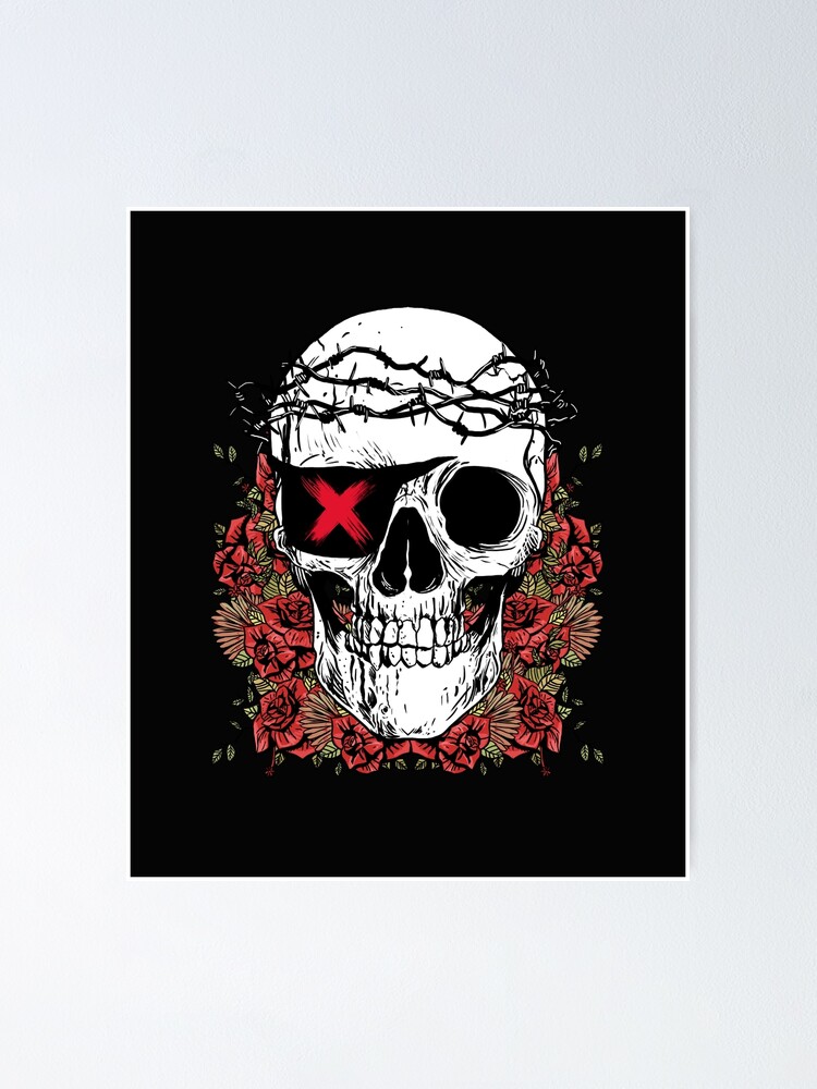 "pirate skull crown of thorns and roses" Poster for Sale by KOOLandSKULL Redbubble