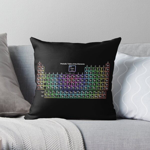 Neon Rainbow Periodic Table Throw Pillow