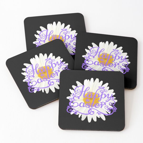 Item preview, Happy Easter Daisy (Purple on Black) designed and sold by PawsitiveMum.