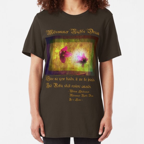 marriage of Titania; Salmon berry floral duet Slim Fit T-Shirt