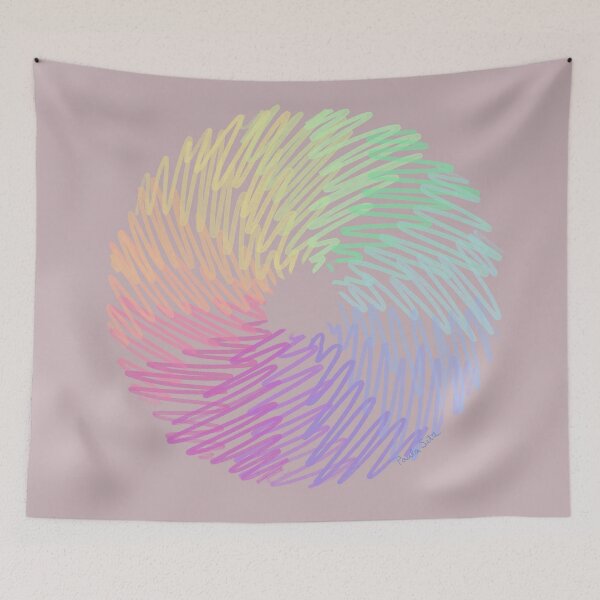 Item preview, Loosely drawn rainbow circle on pink designed and sold by PauwieArtStudio.