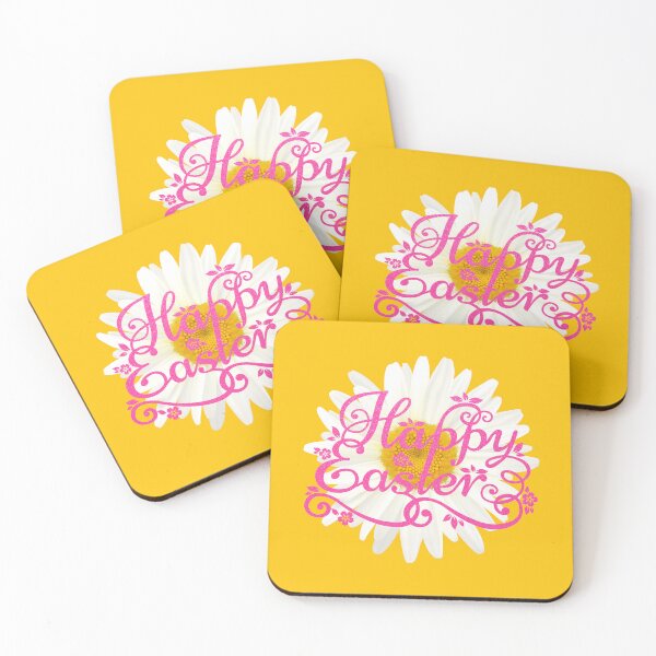 Item preview, Happy Easter Daisy (Pink on Yellow) designed and sold by PawsitiveMum.