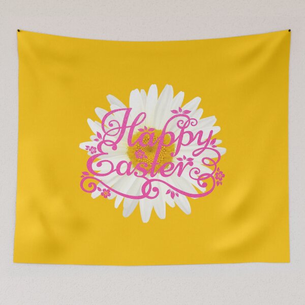 Item preview, Happy Easter Daisy (Pink on Yellow) designed and sold by PawsitiveMum.