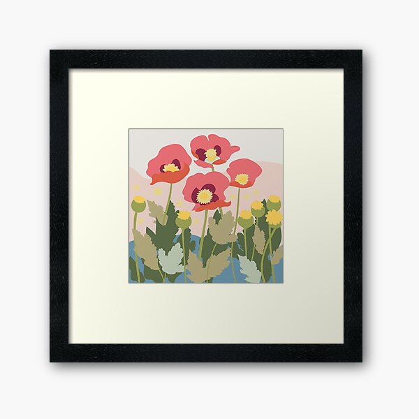 Poppies in the Field Framed Art Print