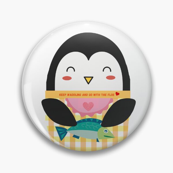 Item preview, Cute Yellow Gingham Penguin Catching Fish designed and sold by Cawaiico.
