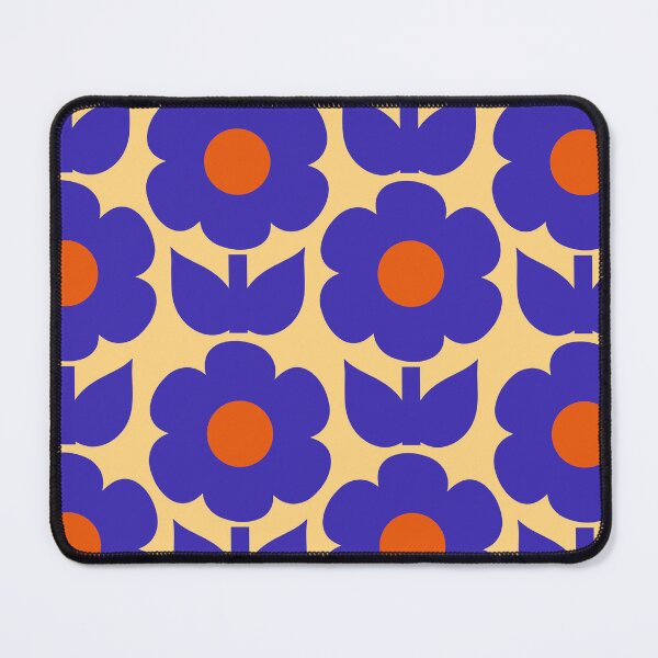 Item preview, Jonnty Flowers Colourful Retro Floral Pattern Royal Blue Orange designed and sold by kierkegaard.