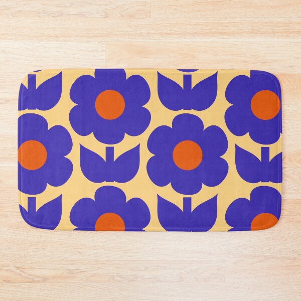 Item preview, Jonnty Flowers Colourful Retro Floral Pattern Royal Blue Orange designed and sold by kierkegaard.