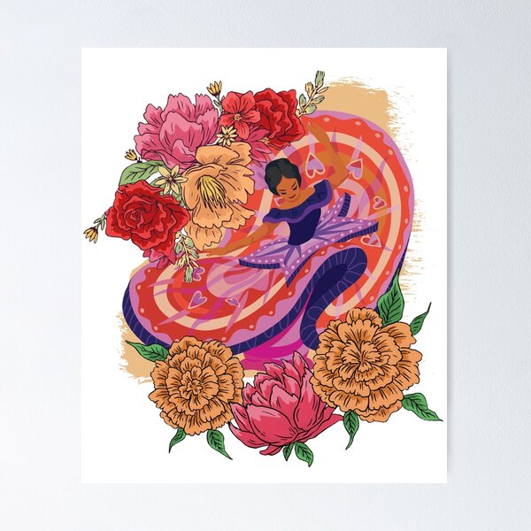 Item preview, Mexican Folklorico dancer with flowers designed and sold by MandVDesigns.