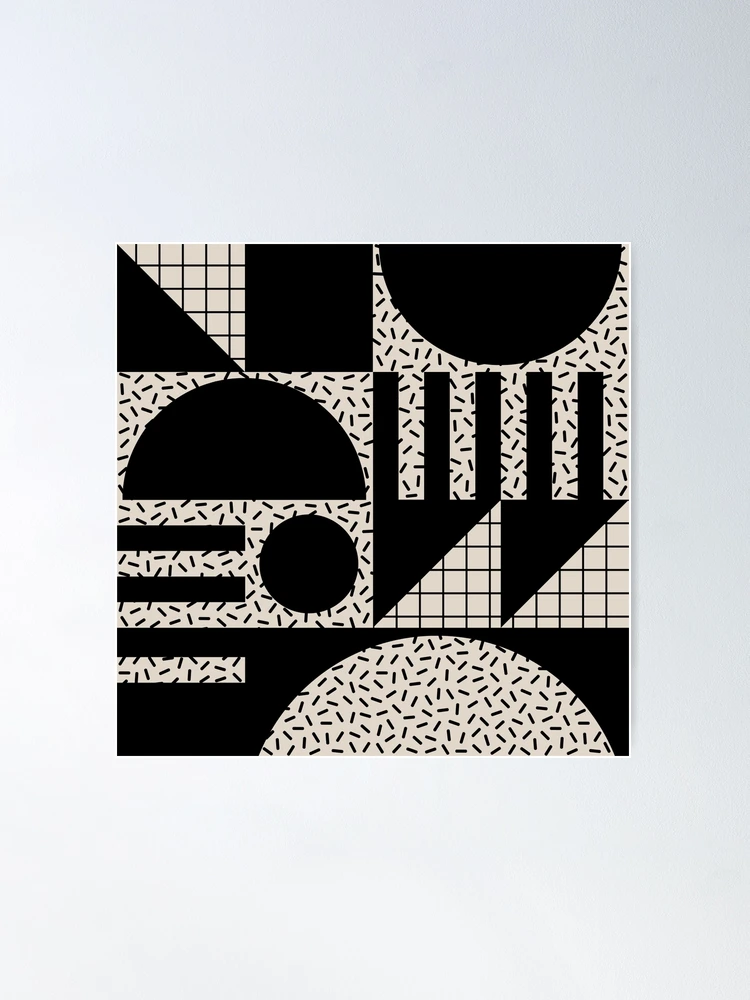 アート・デザイン・音楽 From Matt Black to Memphis Memphis Style Geometric 725 Black and Linen white