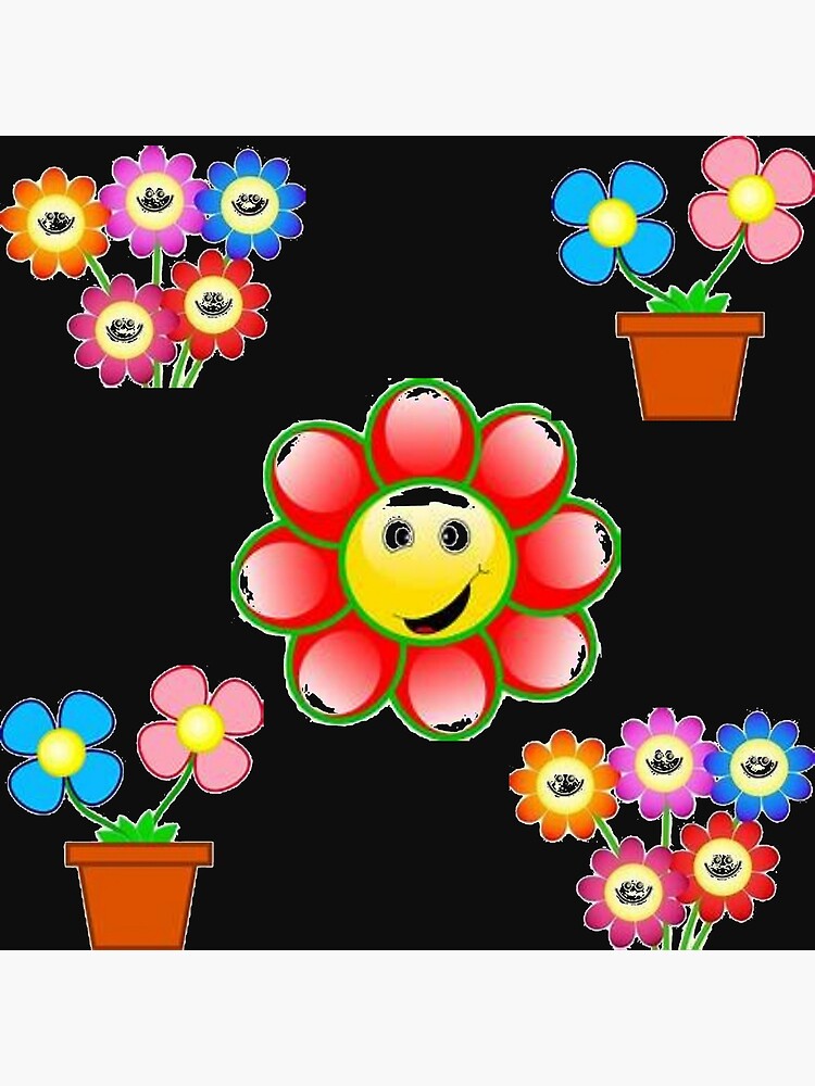 "Red Yellow and Green Happy Flower Smiling Face" Photographic Print for