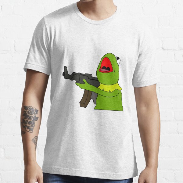 "Funny Kermit the frog holding machine gun " Tshirt for Sale by pneuf