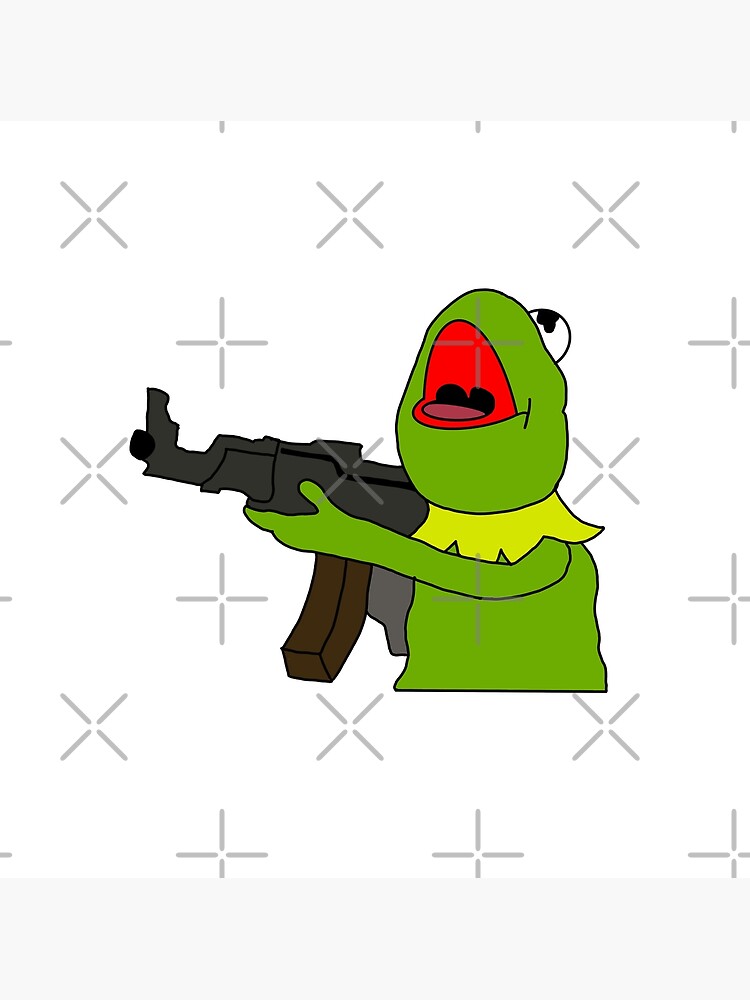 "Funny Kermit the frog holding machine gun " Photographic Print for
