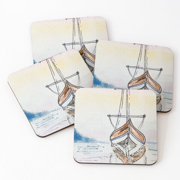 Item preview, ''Wooden Sail boat'' Aquarelle Watercolor Sketch designed and sold by Arteaventura.