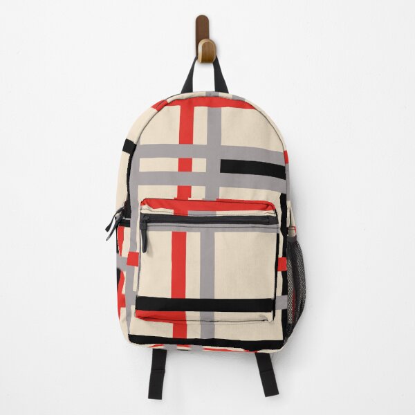 Item preview, Abstract Grid Pattern 721 Black Beige Gray and Red designed and sold by tonymagnerart.