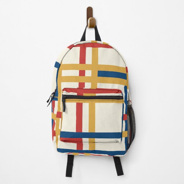 Item preview, Abstract Grid Pattern 722 Blue Beige Yellow and Red designed and sold by tonymagnerart.