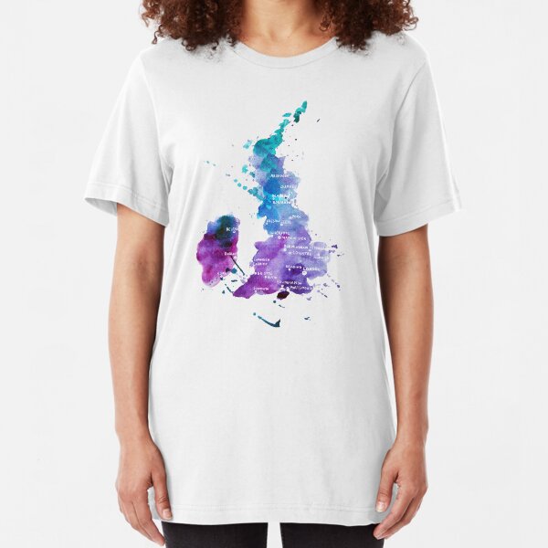 UK map in Watercolours Slim Fit T-Shirt
