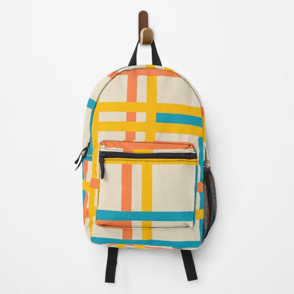 Item preview, Abstract Grid Pattern 726 Blue Beige Yellow and Orange designed and sold by tonymagnerart.