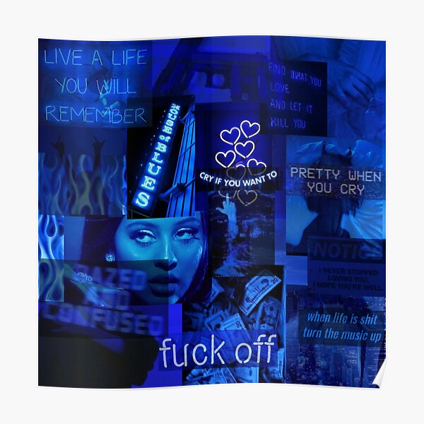 Edgy Blue Collage Aesthetic Poster For Sale By Minkinaj Redbubble 1674