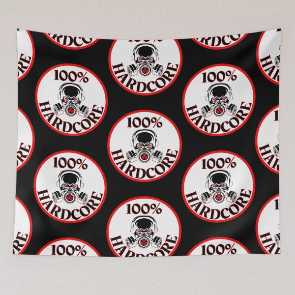 Item preview, 100% Hardcore Music Gasmask Skull White Background designed and sold by RichTeeDesigns.