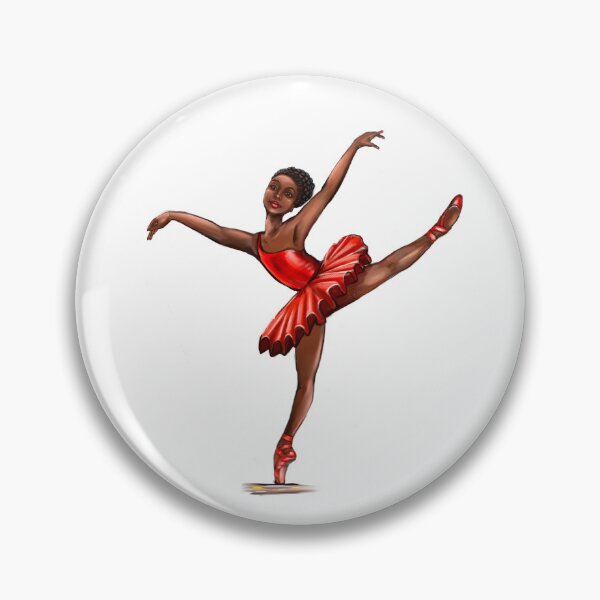 Item preview, Ballet in red pointe shoes 4 - ballerina doing pirouette in red tutu and red shoes  - brown skin ballerina designed and sold by Artonmytee.