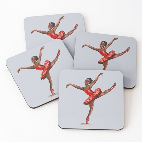 Item preview, Ballet in red pointe shoes 4 - ballerina doing pirouette in red tutu and red shoes  - brown skin ballerina designed and sold by Artonmytee.