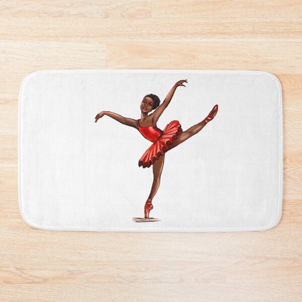 Item preview, Ballet in red pointe shoes 4 - ballerina doing pirouette in red tutu and red shoes  - brown skin ballerina designed and sold by Artonmytee.