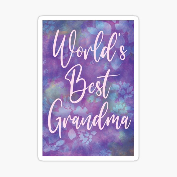 World's Best Grandma Mother's Day or Birthday Card floral abstract purple Sticker