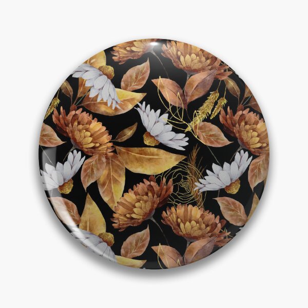 Item preview, Elegant and Bold Bronze, Copper, Dahlia Orange Watercolor, with Chrysanthemums and Daisies designed and sold by Orianah.