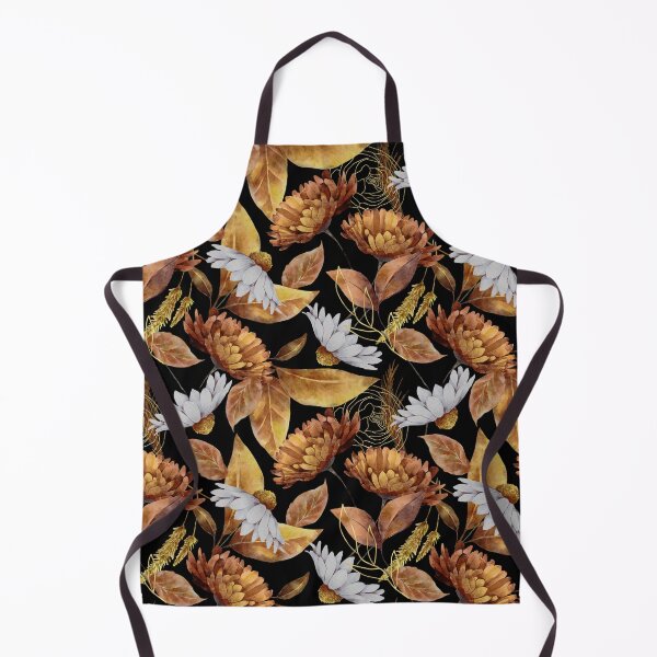 Item preview, Elegant and Bold Bronze, Copper, Dahlia Orange Watercolor, with Chrysanthemums and Daisies designed and sold by Orianah.