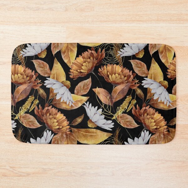 Item preview, Elegant and Bold Bronze, Copper, Dahlia Orange Watercolor, with Chrysanthemums and Daisies designed and sold by Orianah.