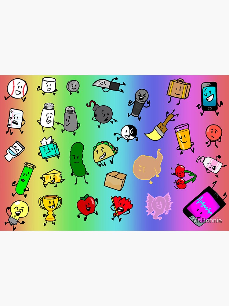 BFDI Inanimate Insanity All Characters (Rainbow) Poster for Sale by  MsBonnie