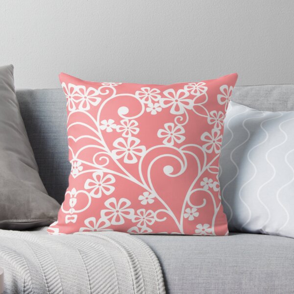 Pink Posey Lace Throw Pillow