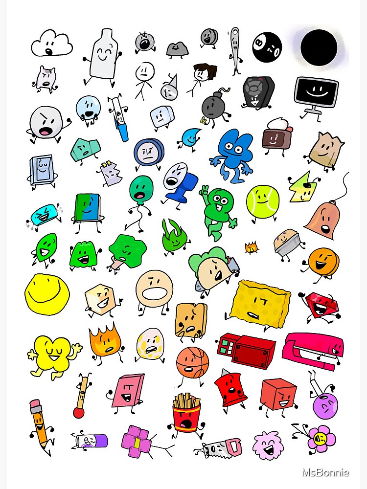 BFDI Inanimate Insanity All Characters (Rainbow) Poster for Sale by  MsBonnie