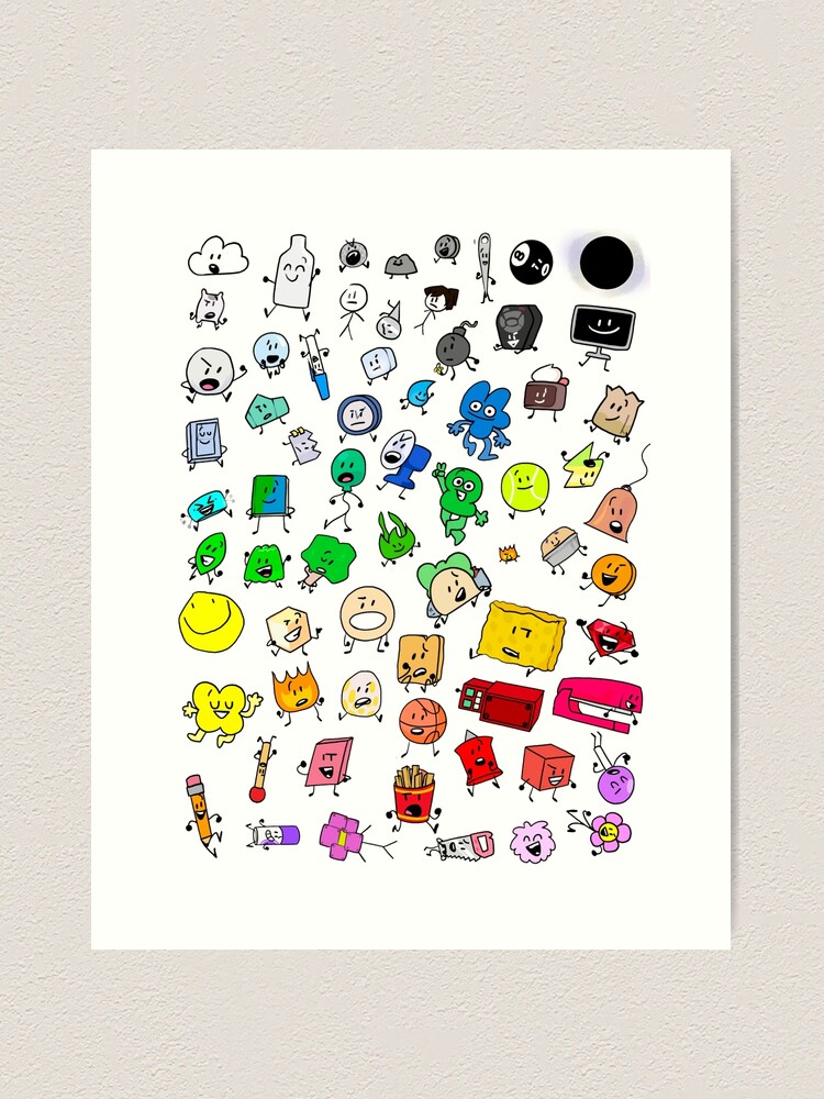 BFDI All Characters (Rainbow) | Art Print