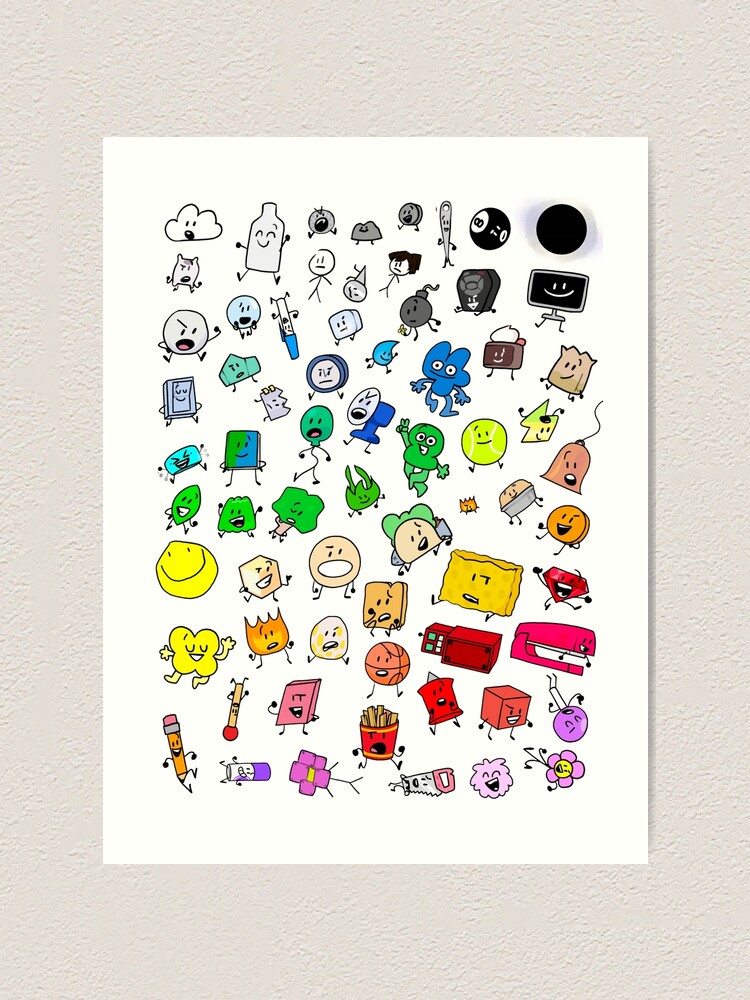 BFDI All Characters (Transparent) | Art Board Print