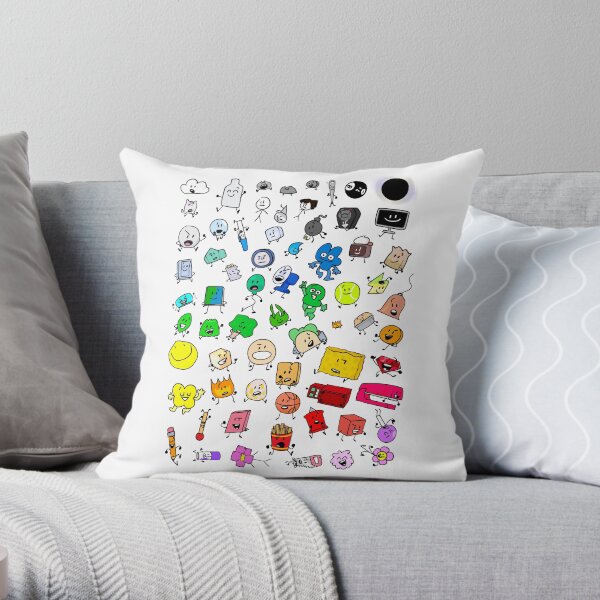 BFDI All Characters (Transparent) Throw Pillow