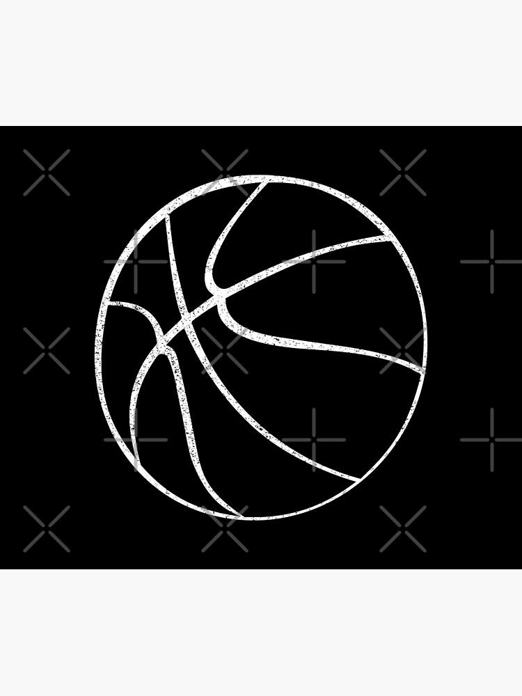 Vector drawing of a basketball ball with a black outline and flat