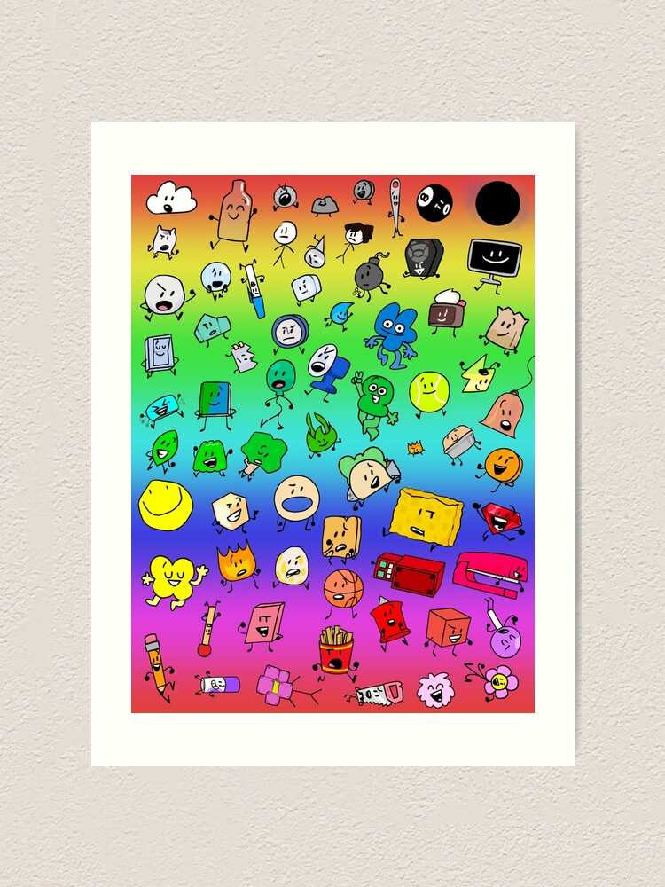 BFDI All Characters (Rainbow) | Art Print