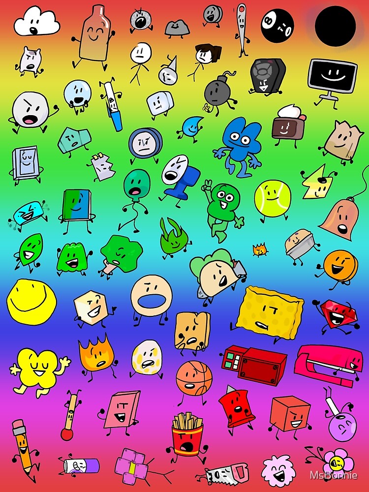 BFDI All Characters (Transparent) | Art Board Print