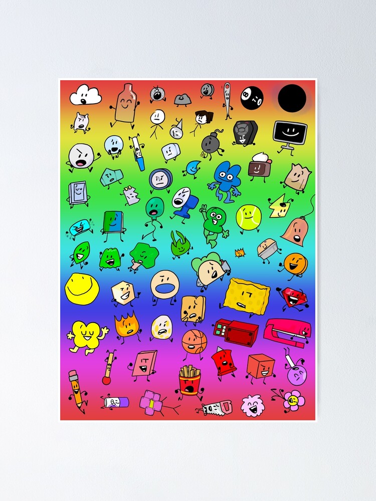 BFDI Inanimate Insanity All Characters (Rainbow) Poster for Sale by  MsBonnie