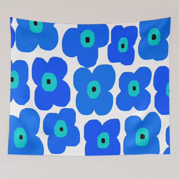 Item preview, Cool Floral Pattern Aesthetic in Gradient Blue and Turquoise #1 designed and sold by Deutschic.