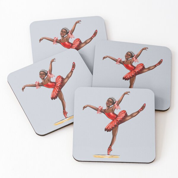 Item preview, Ballet in red pointe shoes - African American ballerina dancing pirouette in red tutu and red shoes  - brown skin ballerina  designed and sold by Artonmytee.