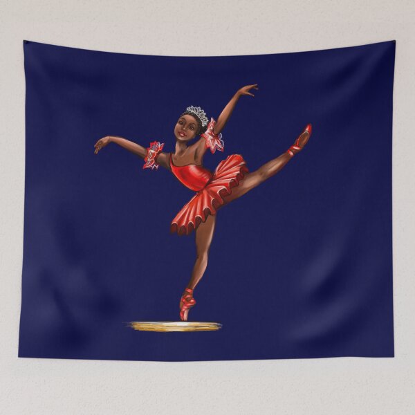 Item preview, Ballet in red pointe shoes - African American ballerina dancing pirouette in red tutu and red shoes  - brown skin ballerina  designed and sold by Artonmytee.