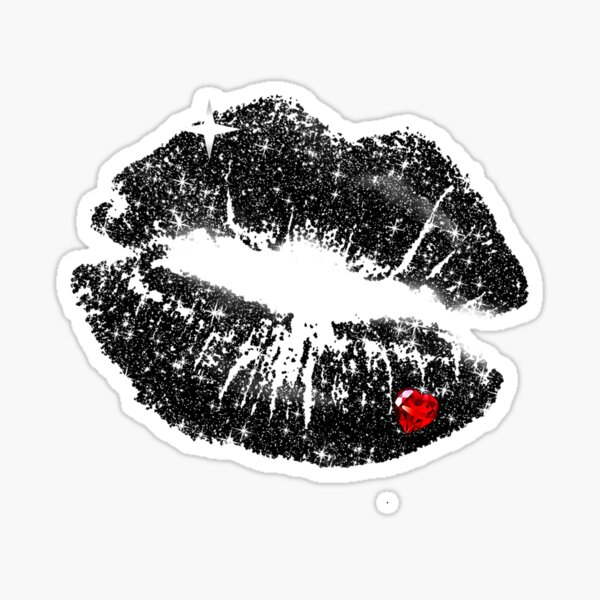 Sticker mit Kuss Mark Lippenstift Noir Rouge Punkrock Quinn Crazy