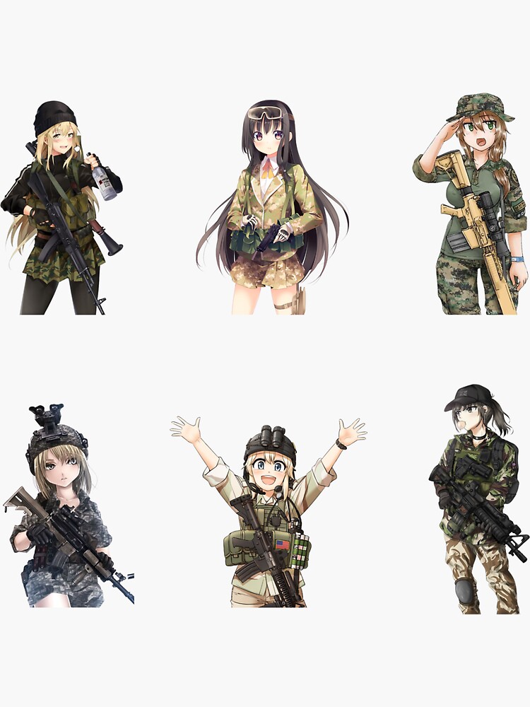 Anime Girl Stickers Anime Soldier Sticker Kawaii Stickers Anime Military  Girl Sticker Cosplay Stickers Personal Use Gift 