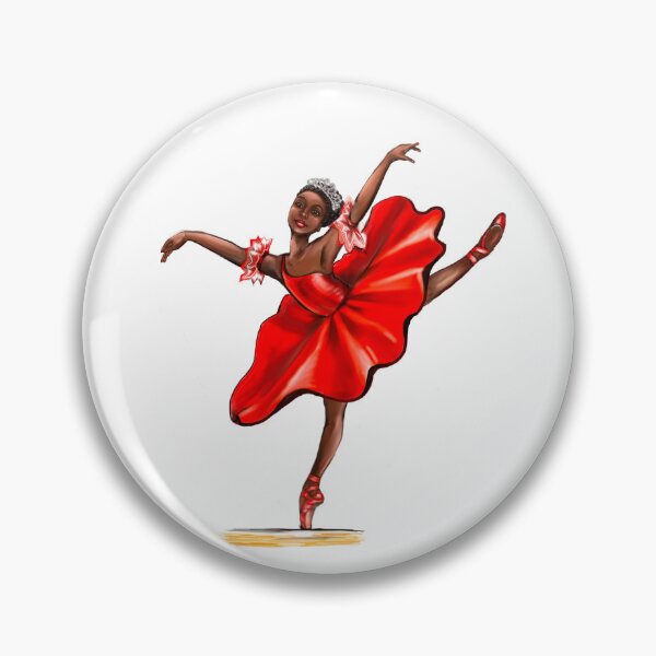 Item preview, Dance Ballet, African American ballerina dancing 11 ballerina doing pirouette in red tutu and pointe shoes  - brown skin ballerina designed and sold by Artonmytee.