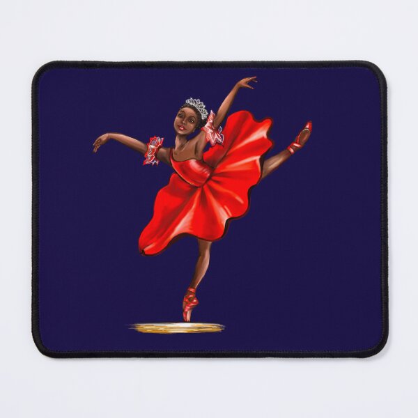 Item preview, Dance Ballet, African American ballerina dancing 11 ballerina doing pirouette in red tutu and pointe shoes - brown skin ballerina designed and sold by Artonmytee.