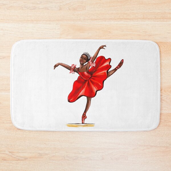 Item preview, Dance Ballet, African American ballerina dancing 11 ballerina doing pirouette in red tutu and pointe shoes  - brown skin ballerina designed and sold by Artonmytee.