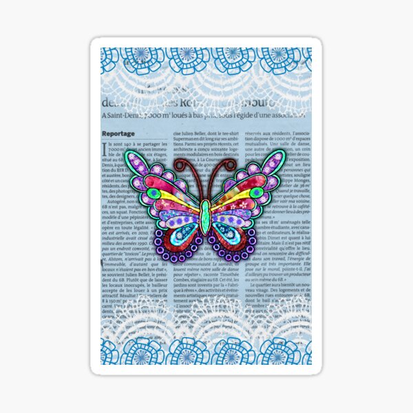 Butterfly collage on Newsprint Sticker