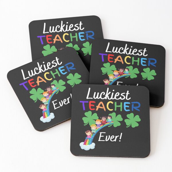 Item preview, Luckiest Teacher Ever! Children Riding a Rainbow St. Patrick's Day designed and sold by Marathon-Runner.